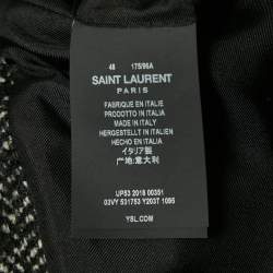 Saint Laurent Grey Herringbone Tweed Double Pea Coat M