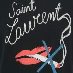 Saint Laurent Black Smoking Kills Print Cotton T-Shirt S