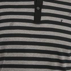 Saint Laurent Paris Black and Grey Striped Cotton T-Shirt M