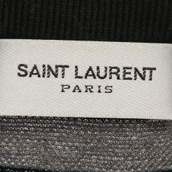 Saint Laurent Paris Black and Grey Striped Cotton T-Shirt M