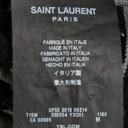 Saint Laurent Paris Black and Grey Striped Cotton T-Shirt M