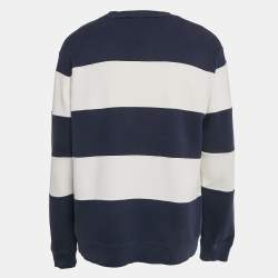 Yves Saint Laurent Vintage Blue/White Striped Cotton Pique Long Sleeve T-Shirt L 