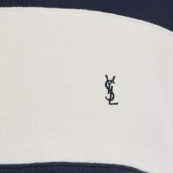 Yves Saint Laurent Vintage Blue/White Striped Cotton Pique Long Sleeve T-Shirt L 