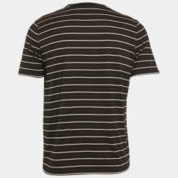 Saint Laurent Black Stripe Cotton Crew Neck T-Shirt S