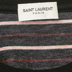 Saint Laurent Black Stripe Cotton Crew Neck T-Shirt S