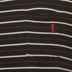 Saint Laurent Black Stripe Cotton Crew Neck T-Shirt S