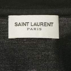Saint Laurent Paris Black Logo Print Cotton Crew Neck T-Shirt S