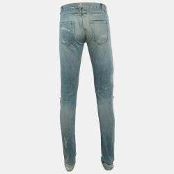 Saint Laurent Blue Ripped Denim Skinny Jeans M Waist 32"