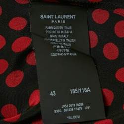 Saint Laurent Paris Black/Red Polka Dots Print Silk T-Shirt XXL