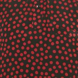 Saint Laurent Paris Black/Red Polka Dots Print Silk T-Shirt XXL