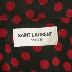 Saint Laurent Paris Black/Red Polka Dots Print Silk T-Shirt XXL