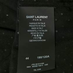 Saint Laurent Paris Black Micro Studded Satin Silk Shirt XXXL