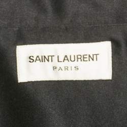 Saint Laurent Paris Black Micro Studded Satin Silk Shirt XXXL