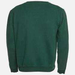 Pre Owned Saint Laurent Paris Green Logo Print Cotton Sweatshirt M