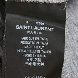 Saint Laurent Grey Printed Cotton Crew Neck T-Shirt S