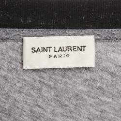 Saint Laurent Grey Printed Cotton Crew Neck T-Shirt S
