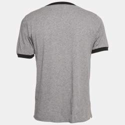 Saint Laurent Grey Printed Cotton Crew Neck T-Shirt S