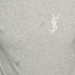 Yves Saint Laurent Paris Grey Logo Applique Jersey T-Shirt S