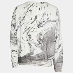 Saint Laurent Grey Cotton Marble Print Sweatshirt L