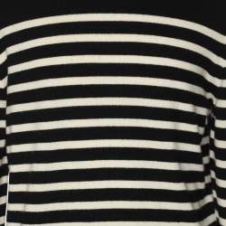 Saint Laurent Black/White Stripe Print Cashmere Knit Sweatshirt L