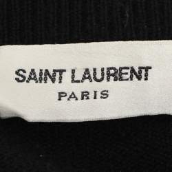 Saint Laurent Black/White Stripe Print Cashmere Knit Sweatshirt L