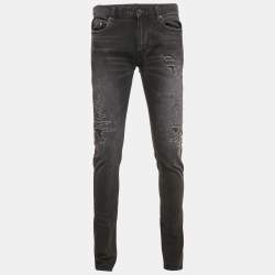 Saint Laurent Paris Black Washed and Distressed Denim Jeans M Waist 32"  