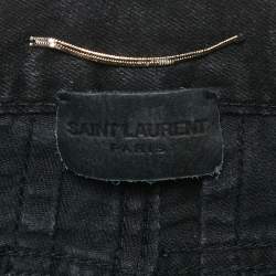 Saint Laurent Paris Black Washed and Distressed Denim Jeans M Waist 32"  