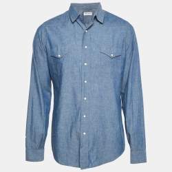 Saint Laurent Paris Blue Chambray Button Front Shirt XL