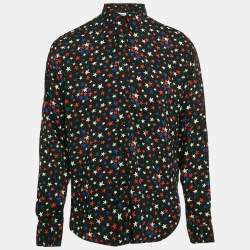 Saint Laurent Black Starts Print Crepe Long Sleeve Shirt XL