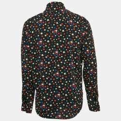 Saint Laurent Black Starts Print Crepe Long Sleeve Shirt XL