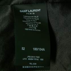 Saint Laurent Paris Black Leather Zipper Detail Biker Jacket XL