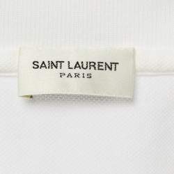 Saint Laurent White Cotton Pique Polo T-Shirt M