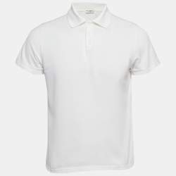 Saint Laurent White Cotton Pique Polo T-Shirt M