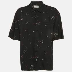 Saint Laurent Black Cupid Print Viscose Button Front Shirt M