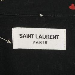 Saint Laurent Black Cupid Print Viscose Button Front Shirt M