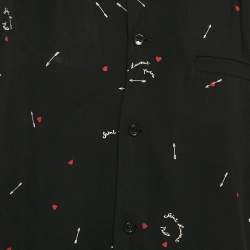 Saint Laurent Black Cupid Print Viscose Button Front Shirt M