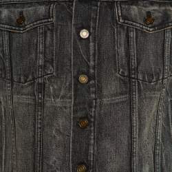Saint Laurent Dark Grey Washed Denim Button Front Jacket L