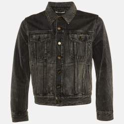 Saint Laurent Dark Grey Washed Denim Button Front Jacket L