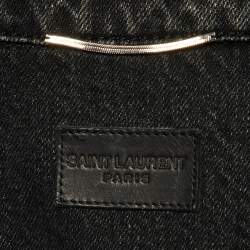 Saint Laurent Dark Grey Washed Denim Button Front Jacket L