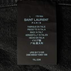 Saint Laurent Dark Grey Washed Denim Button Front Jacket L