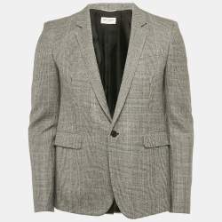 Saint Laurent Monochrome Hounstooth Wool Blazer M