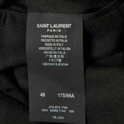 Pre Owned Saint Laurent Black Wool & Leather Trim Blazer M