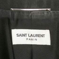 Pre Owned Saint Laurent Black Wool & Leather Trim Blazer M