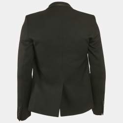 Pre Owned Saint Laurent Black Wool & Leather Trim Blazer M