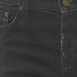 Saint Laurent Paris Black Denim Frayed Hem Shorts M