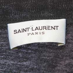 Pre Owned Saint Laurent Paris Black Signature Cotton Crew Neck T-Shirt M