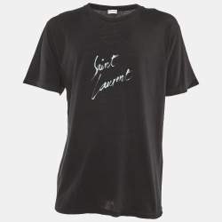 Saint Laurent Paris Black Signature Cotton Crew Neck T-Shirt M