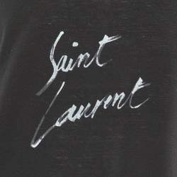 Pre Owned Saint Laurent Paris Black Signature Cotton Crew Neck T-Shirt M
