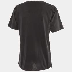 Pre Owned Saint Laurent Paris Black Signature Cotton Crew Neck T-Shirt M