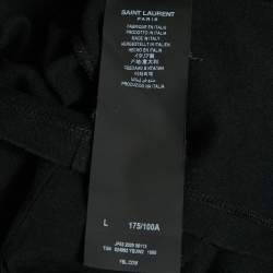 Pre Owned Saint Laurent Black Distressed 50's Signature Logo Jersey T-Shirt L